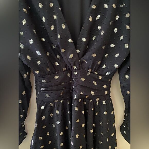 NWT Misa Los Angeles Davie dress diamond clip dot chiffon mini black Revolve XS - Picture 11 of 11